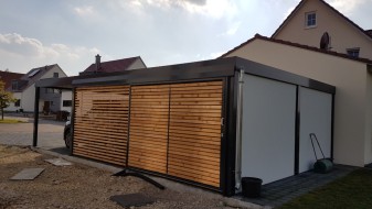 Doppel-Carport mit Geräteraum (Abstellraum) hinten integriert - BRANDL