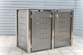 2er-Mülltonnenbox Klappdach - Eckpfosten vierkant