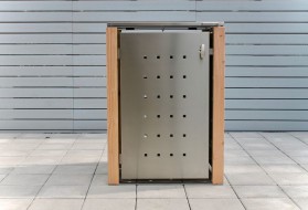 1er-Mülltonnenbox Klappdach - Eckpfosten Lärche 2