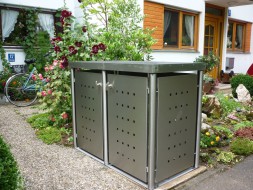 2er-Mülltonnenbox Pflanzdach - Eckpfosten rund (3)