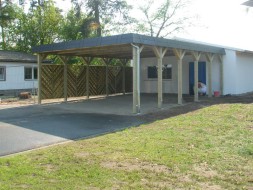 Doppel-Carport aus Holz für Wohnmobil (Wohnwagen) + Kassettenblende in anthrazitgrau - BRANDL
