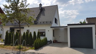 STAHL-Einzelgarage mit Sektionaltor + Anbau-Carport + Geräteraum hinten quer - BRANDL