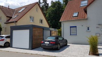 Einzel-Carport aus Stahl + Geräteraum (Abstellkammer) hinten - BRANDL