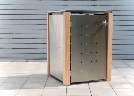 1er-Mülltonnenbox Klappdach - Eckpfosten Lärche 1