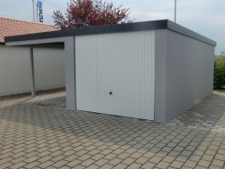 Einzelgarage mit Schwingtor und Anbau-Carport - BRANDL