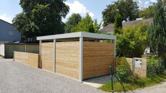 Einzel-Carport aus Stahl mit Wandelementen bauseits - BRANDL
