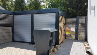 Geräteraum-Anbau an bestehendes Carport aus Stahl - BRANDL