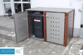2er-Mülltonnenbox starres Dach - Eckpfosten Holz Bangkirai (2)