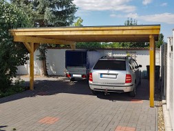 Doppel-Carport aus Holz (Massanfertigung) ohne Mittelstützen + Holzblende - BRANDL