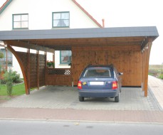 Doppel-Carport, Schindelblende anthrazit, Bogenpfosten