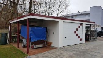 Einzelgarage und Anbau-Carport mit Geräteraum - BRANDL