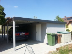 STAHL-Einzelgarage mit Schwingtor + Carport-Anbau - BRANDL