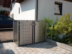 2er-Mülltonnenbox starres Dach - Eckpfosten rund