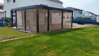 Doppel-Carport mit Geräteraum (Abstellraum) hinten integriert - BRANDL