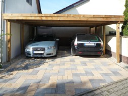 Doppel-Carport aus Holz mit Flachdach + Holzblende - BRANDL