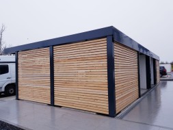 2x Doppel-Carport mit integriertem Geräteraum (Abstellkammer) - BRANDL