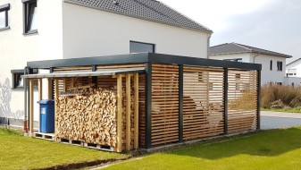 Doppel-Carport mit Geräteraum (Abstellraum) hinten integriert - BRANDL