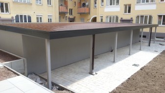 STAHL-Reihengaragenanlage (Garagenhof) mit Sektionaltoren - BRANDL