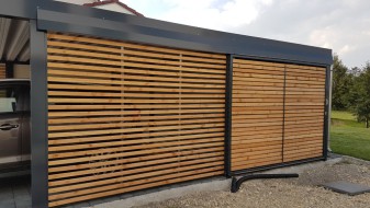 Doppel-Carport mit Geräteraum (Abstellraum) hinten integriert - BRANDL
