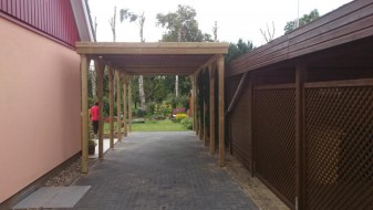 Einzel-Carport aus Holz für Wohnmobil (Wohnwagen/Transporter) + Holzblende - BRANDL