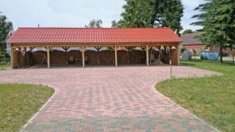 Reihen-Carport aus Holz mit Giebeldach/Satteldach - BRANDL