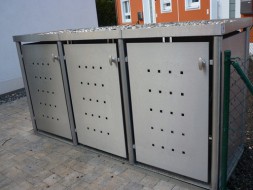 3er-Mülltonnenbox Pflanzdach - Eckpfosten rund