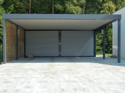 Carport aus Stahl mit Geräteraum (Abstellkammer) hinten integriert - BRANDL