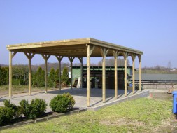 Doppel-Carport aus Holz für Wohnmobil (Wohnwagen/Transporter) + Holzblende - BRANDL