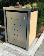 1er-Mülltonnenbox Pflanzdach - Wände Kunststoff weiß