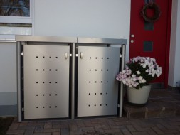 2er-Mülltonnenbox Pflanzdach - Eckpfosten rund (4)