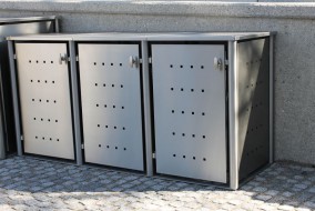 3er-Mülltonnenbox starres Dach - Eckpfosten rund