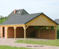 Doppel-Carport mit Satteldach, ohne Zwischenstützen