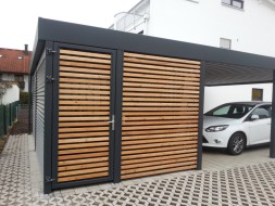 Doppel-Carport mit Geräteraum (Abstellraum) hinten integriert - BRANDL