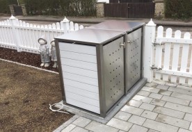 2er-Mülltonnenbox Klappdach - Wände Kunststoff weiß
