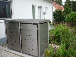 2er-Mülltonnenbox Pflanzdach - Eckpfosten rund