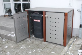 2er-Mülltonnenbox starres Dach - Eckpfosten Holz Bangkirai (4)