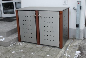 2er-Mülltonnenbox starres Dach - Eckpfosten Holz Bangkirai (5)
