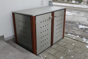 2er-Mülltonnenbox starres Dach - Eckpfosten Holz Bangkirai (6)