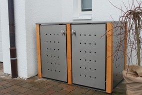 2er-Mülltonnenbox starres Dach - Eckpfosten Holz Lärche (2)