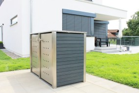 2er-Mülltonnenbox starres Dach - Wände Kunststoff anthrazit