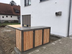 3er-Mülltonnenbox Klappdach - Türen und Wände Holz Lärche senkrecht