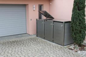 3er-Mülltonnenbox Klappdach - Wände Kunststoff anthrazit