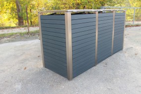 3er-Mülltonnenbox Klappdach - Wände Kunststoff anthrazit - Rückansicht