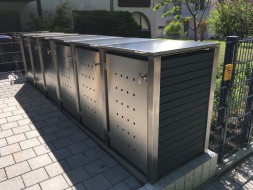 3er-Mülltonnenbox Klappdach - Wände Kunststoff schwarz