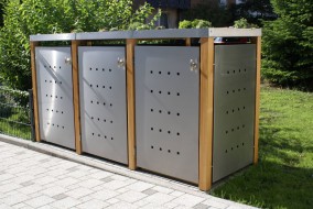 3er-Mülltonnenbox Pflanzdach - Eckpfosten Holz Lärche
