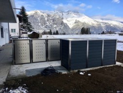 3er-Mülltonnenbox starres Dach - Wände Kunststoff anthrazit (2)