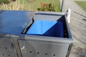 Mülltonnenbox Schiebedach Detailansicht
