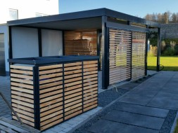 Mülltonnenbox, Mülltonneneinhausung, Mülltonnendepot neben DESIGNO-Stahl-Carport