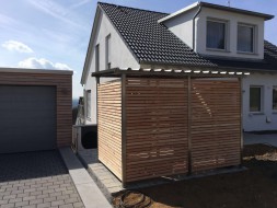 Mülltonnenhaus Größe 1 - Holzverkleidung - Drehtür Edelstahl (2)