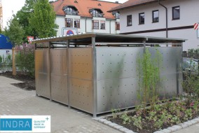 Mülltonnenhaus Größe 3 - Edelstahlverkleidung - Drehtür Edelstahl (2)